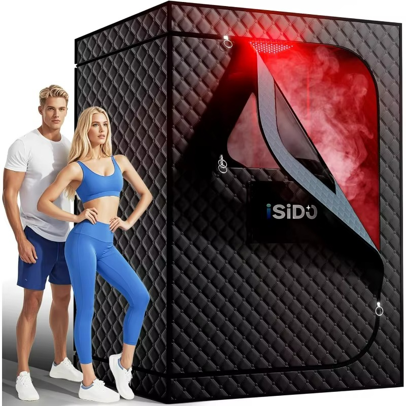 2-Person Infrared Steam Sauna with Red Light Therapy & 1300W Steamers – Zella Mall™