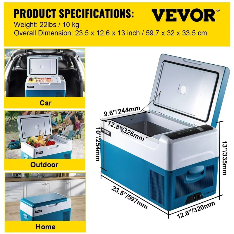 22L Car Fridge – 12/24V Portable Compressor Electric Cooler for Home & Outdoor Use – Zella Mall™