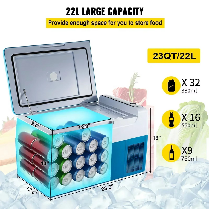 22L Car Fridge – 12/24V Portable Compressor Electric Cooler for Home & Outdoor Use – Zella Mall™