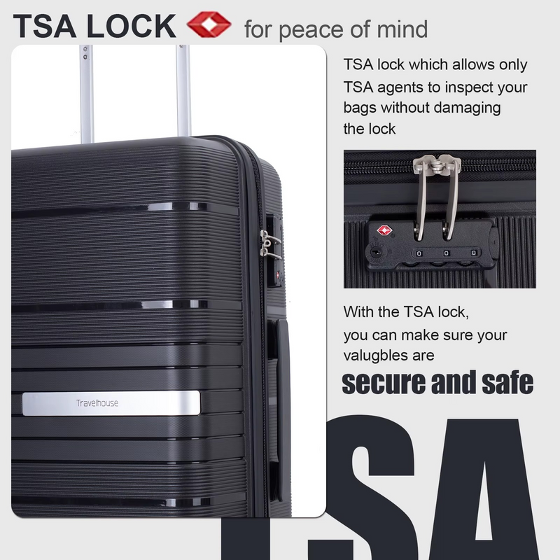 3-Piece Travelhouse Hardshell Luggage Set – Lightweight & Durable with TSA Lock – Zella Mall™