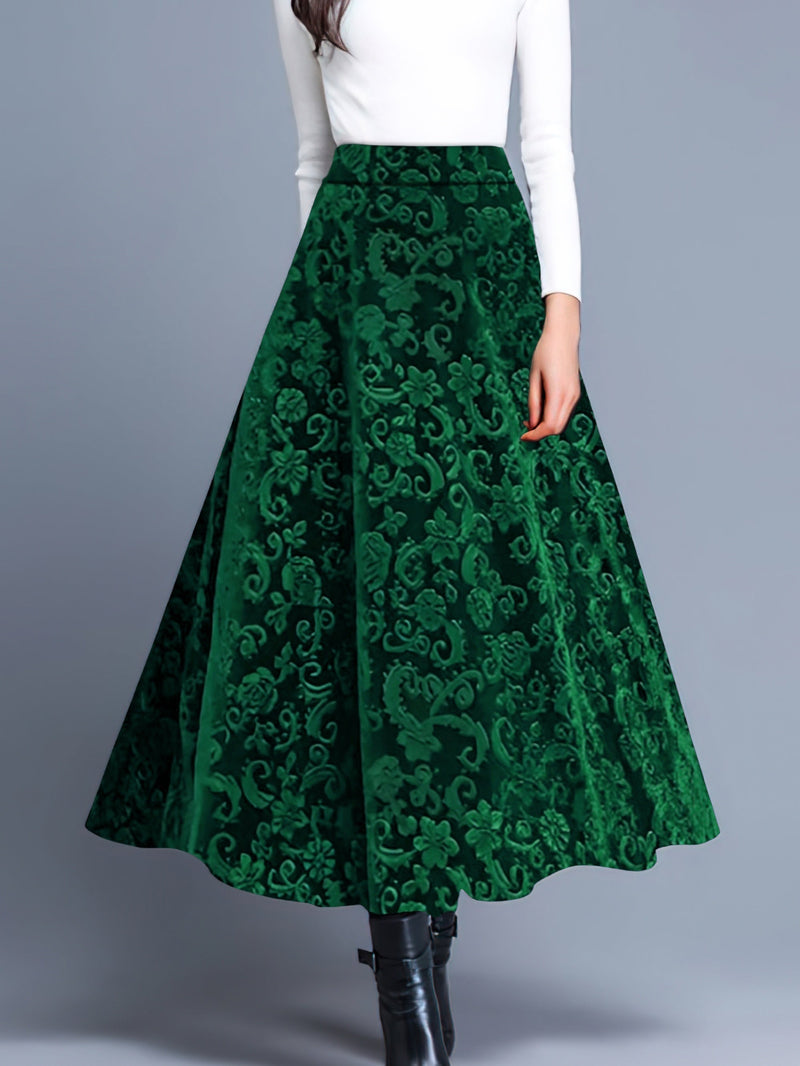 Floral Pattern High Waist Skirt, Elegant A-line Skirt, Women's Clothing