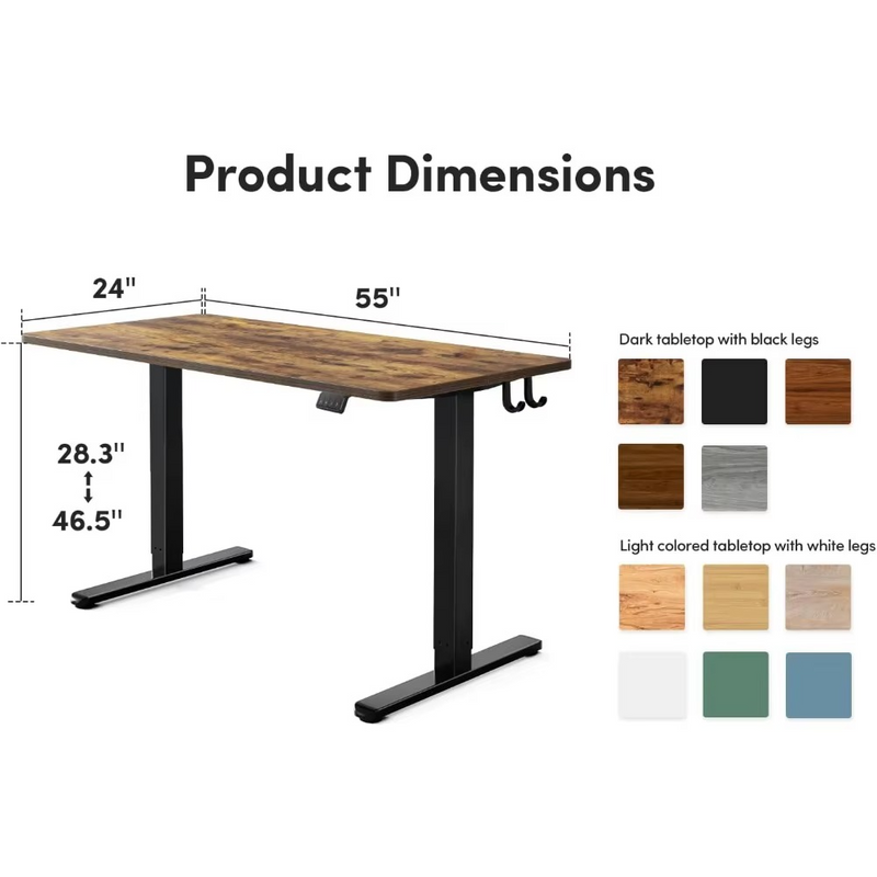 55″ x 24″ Height Adjustable Standing Desk – Sit/Stand Home Office Desk – Zella Mall™