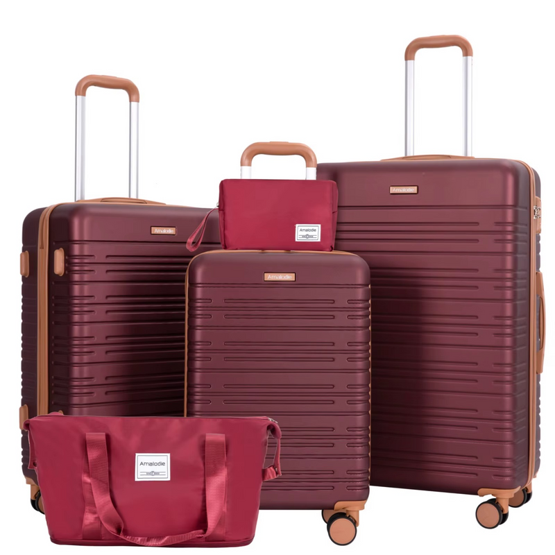 5-Piece Hard Shell Luggage Set with Double Spinner Wheels & TSA Lock – Zella Mall™