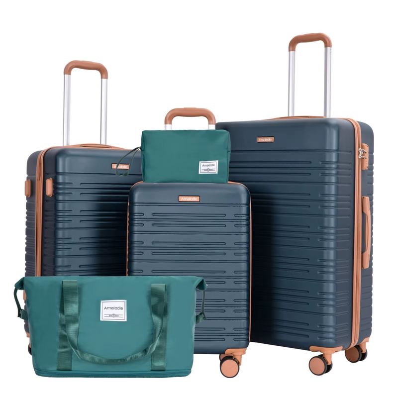 5-Piece Hard Shell Luggage Set with Double Spinner Wheels & TSA Lock – Zella Mall™