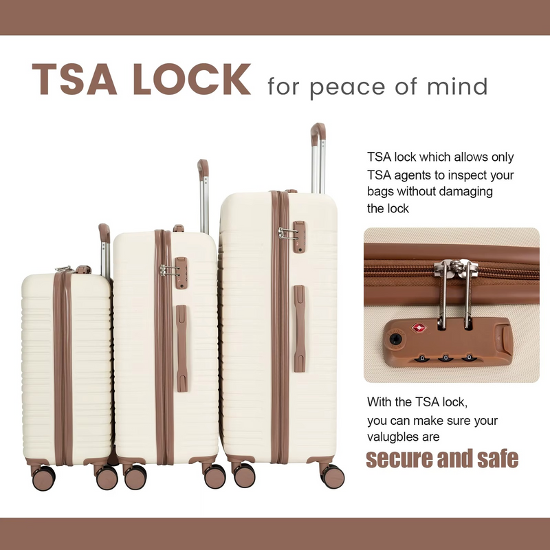 5-Piece Hard Shell Luggage Set with Double Spinner Wheels & TSA Lock – Zella Mall™