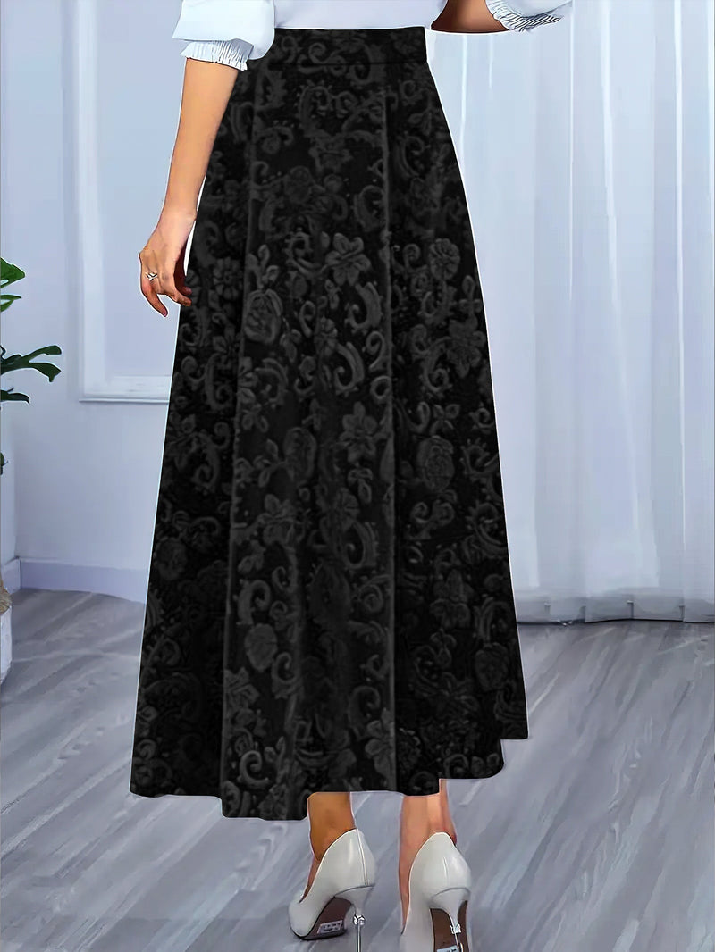 Floral Pattern High Waist Skirt, Elegant A-line Skirt, Women's Clothing