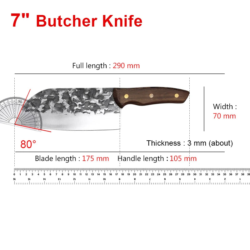 7 Inch Stainless Steel Chef Knife with Wood Handle - Multi-Purpose Cooking Knife