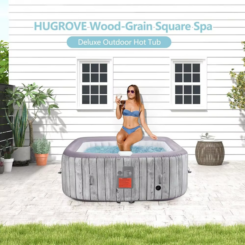 73-inch Square Inflatable Hot Tub – 4-6 Person Portable Outdoor Spa with Jets, Up to 104°F – Zella Mall™