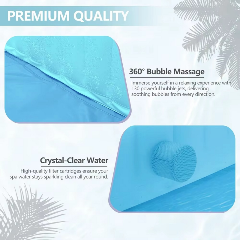 73-inch Square Inflatable Hot Tub – 4-6 Person Portable Outdoor Spa with Jets, Up to 104°F – Zella Mall™
