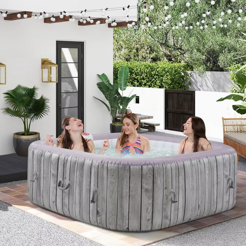 73-inch Square Inflatable Hot Tub – 4-6 Person Portable Outdoor Spa with Jets, Up to 104°F – Zella Mall™