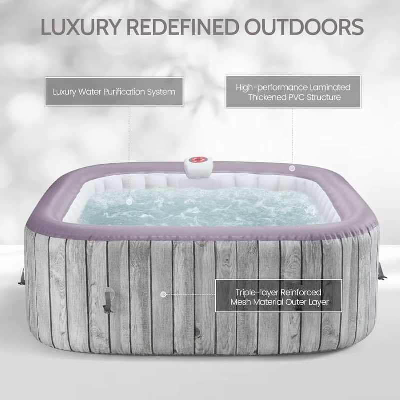 73-inch Square Inflatable Hot Tub – 4-6 Person Portable Outdoor Spa with Jets, Up to 104°F – Zella Mall™