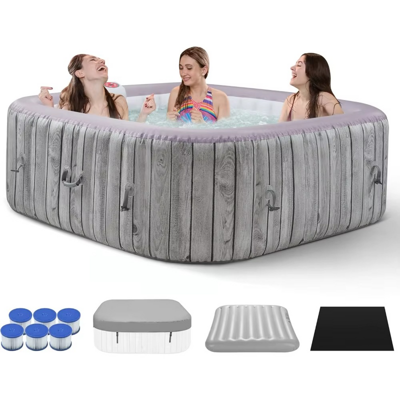 73-inch Square Inflatable Hot Tub – 4-6 Person Portable Outdoor Spa with Jets, Up to 104°F – Zella Mall™