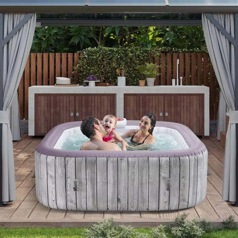 73-inch Square Inflatable Hot Tub – 4-6 Person Portable Outdoor Spa with Jets, Up to 104°F – Zella Mall™