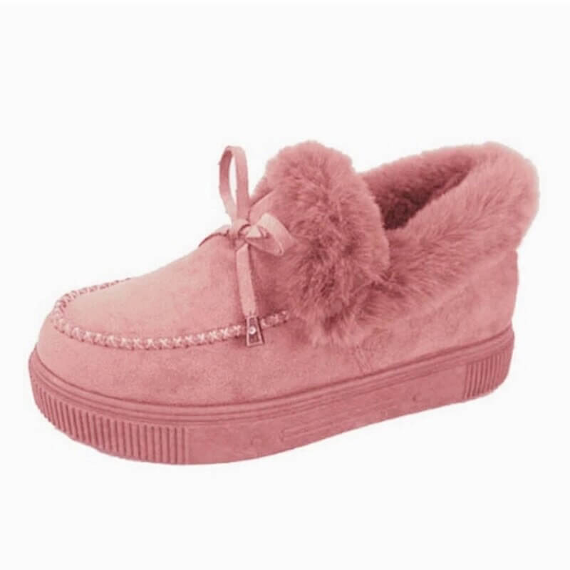 Winter Autumn Women's Casual Fur Shoes Cute Bowknot 2021 Trend Fluffy Furry Slip-on Sneakers Ladies Plush Loafers Flats Platform