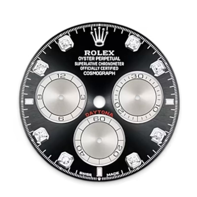 Watch Cosmograph Daytona Bright black and steel set with diamonds, Oyster, 40 mm, white gold