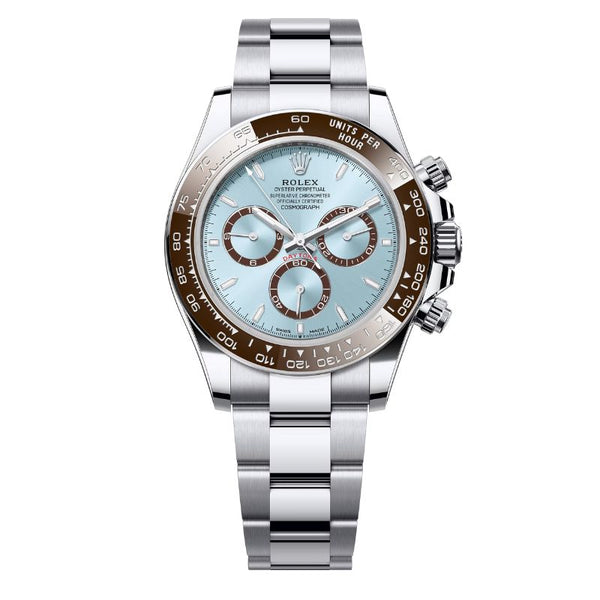 Cosmograph Daytona Ice blue set with diamonds yster, platinum