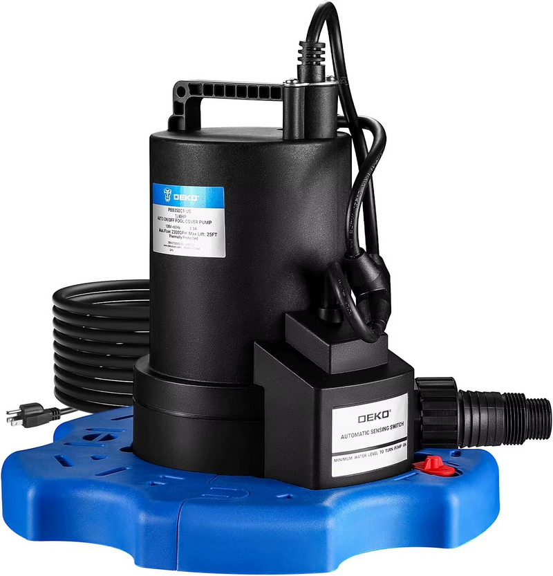DEKO 1/4 HP Submersible Pool Cover Pump – 3000 GPH with Automatic On/Off Switch – Zella Mall™