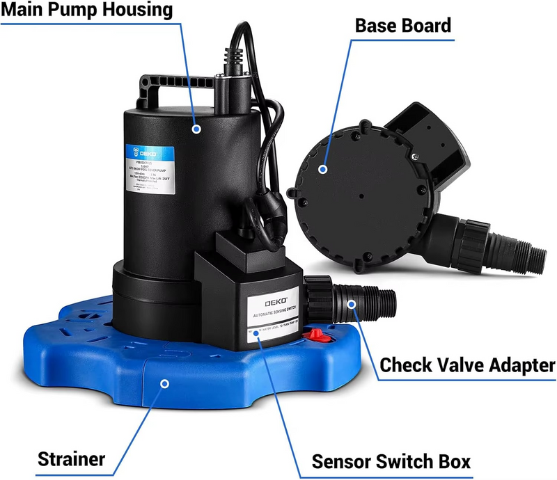 DEKO 1/4 HP Submersible Pool Cover Pump – 3000 GPH with Automatic On/Off Switch – Zella Mall™