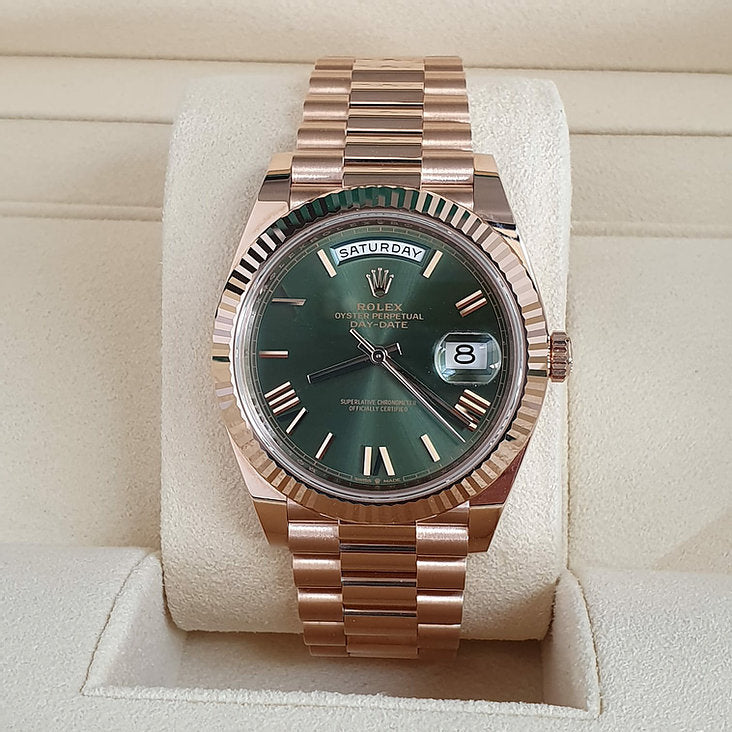 Luxury Watch DayDate 40 Olive Rose Gold Men's Watch