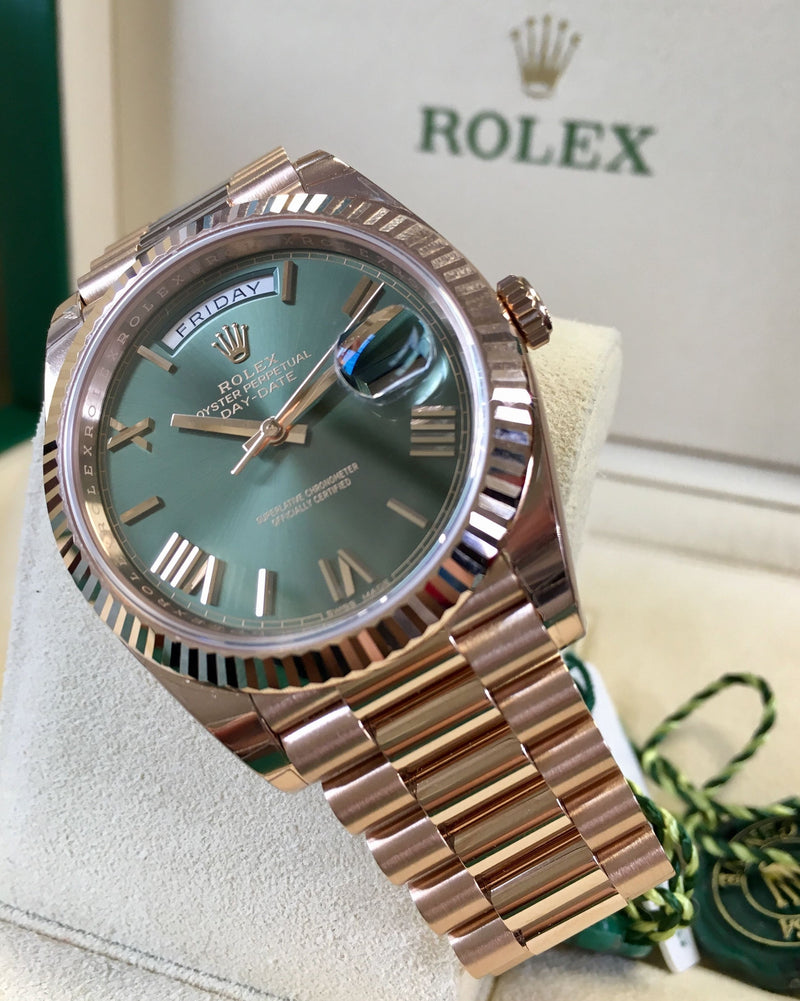 Luxury Watch DayDate 40 Olive Rose Gold Men's Watch