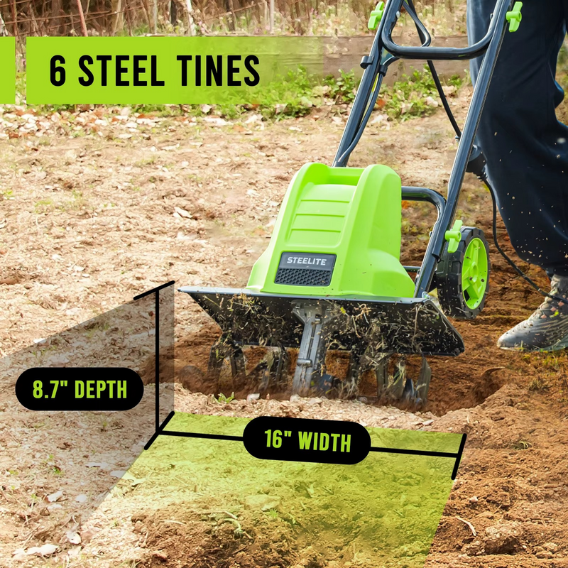 Deli 16" Electric Tiller – 13.5-Amp Corded Garden Cultivator for Soil Prep – Zella Mall™