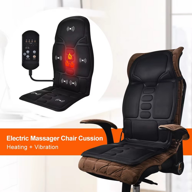 Electric Car Massage Chair Pad – Portable Vibrating Cushion with Heat & Back Massager – Zella Mall™