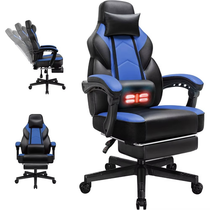 Ergonomic High-Back Computer Gaming Chair with Massage & Footrest – Zella Mall™