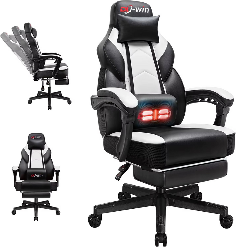 Ergonomic High-Back Computer Gaming Chair with Massage & Footrest – Zella Mall™
