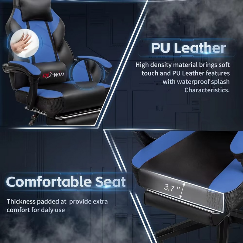 Ergonomic High-Back Computer Gaming Chair with Massage & Footrest – Zella Mall™