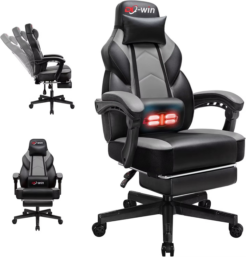 Ergonomic High-Back Computer Gaming Chair with Massage & Footrest – Zella Mall™