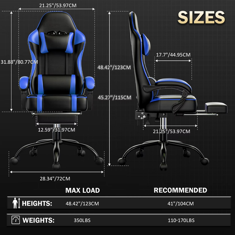 Ergonomic PU Leather Gaming Chair Recliner with Massager – Zella Mall™