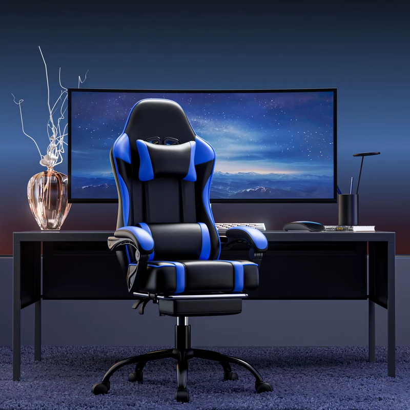 Ergonomic PU Leather Gaming Chair Recliner with Massager – Zella Mall™