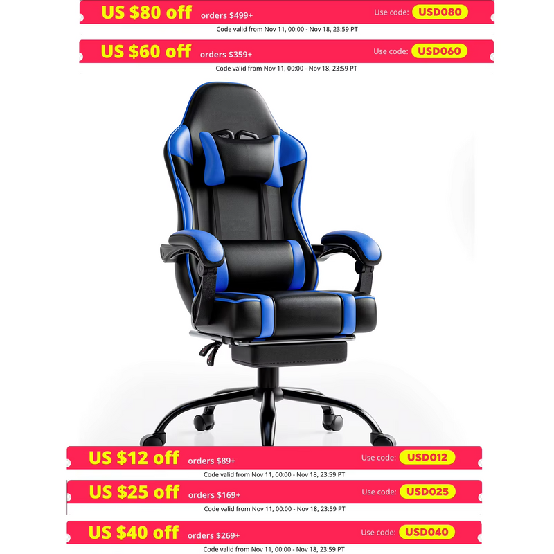 Ergonomic PU Leather Gaming Chair Recliner with Massager – Zella Mall™