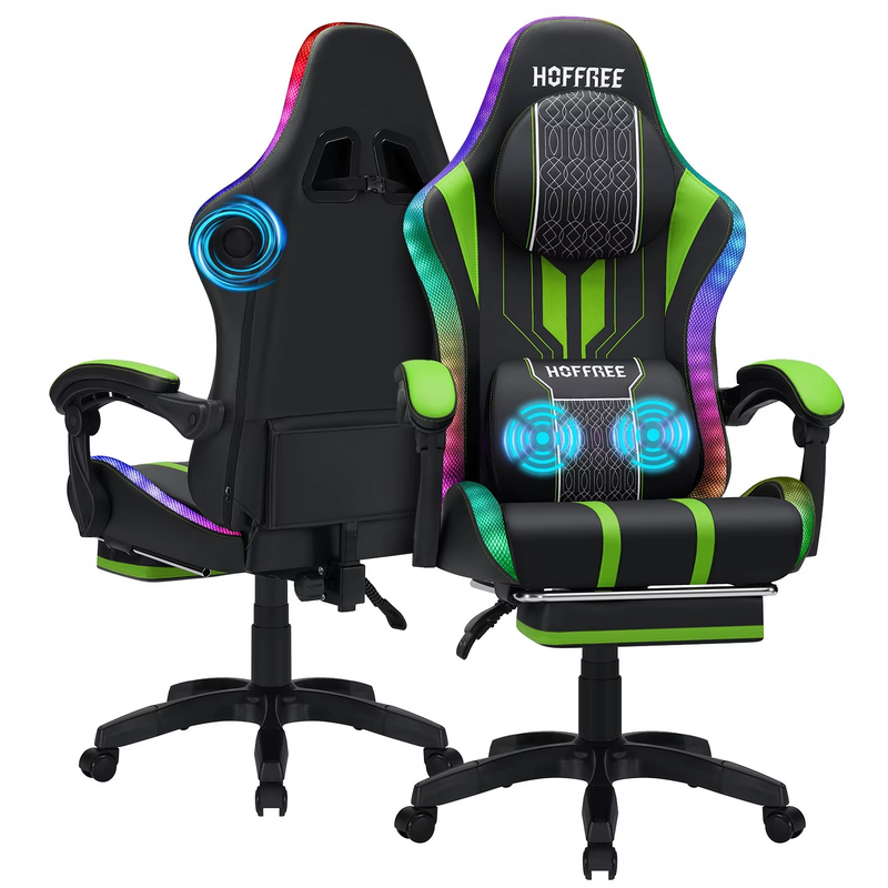 Ergonomic RGB Gaming Chair with Massage & Bluetooth Speakers – Zella Mall™