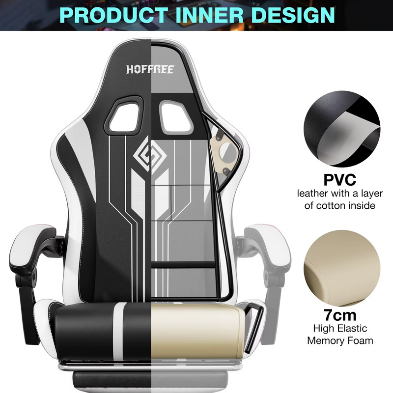 Ergonomic RGB Gaming Chair with Massage & Bluetooth Speakers – Zella Mall™