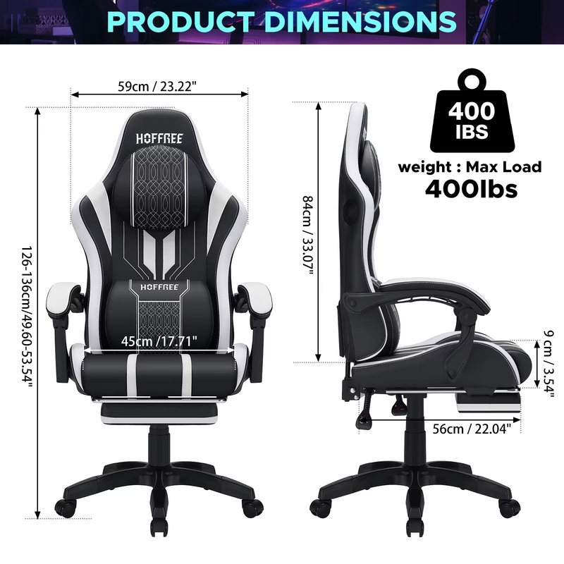 Ergonomic RGB Gaming Chair with Massage & Bluetooth Speakers – Zella Mall™