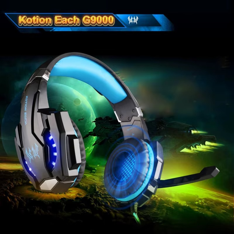 G9000 Stereo Gaming Headphones – Deep Bass Over-Ear Headset with LED & Mic for Console & PC – Zella Mall™
