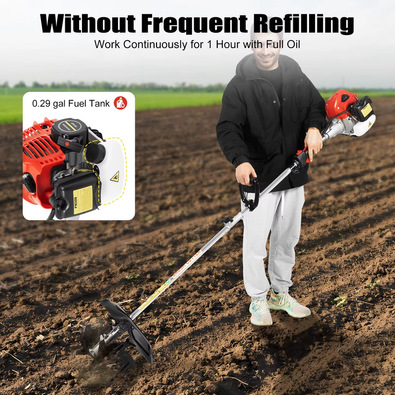 Gas-Powered Garden Tiller – 51.7cc 2-Stroke Cultivator for Soil Prep, Low Noise – Zella Mall™