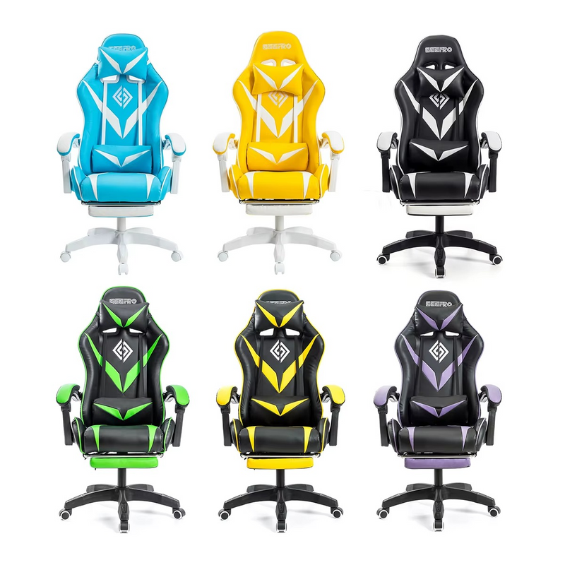 High-Back Kids Gaming Chair with Massage, Footrest & Lumbar Support – Zella Mall™