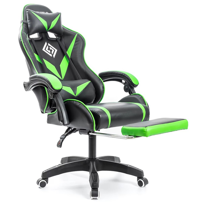 High-Back Kids Gaming Chair with Massage, Footrest & Lumbar Support – Zella Mall™