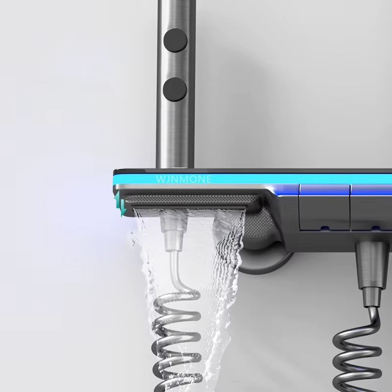 Luxury Bathroom Shower System with Lights, Smart Digital Display & Thermostat Mixer – Zella Mall™