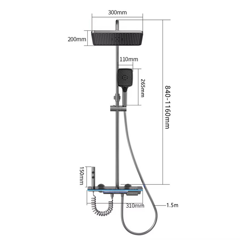 Luxury Bathroom Shower System with Lights, Smart Digital Display & Thermostat Mixer – Zella Mall™
