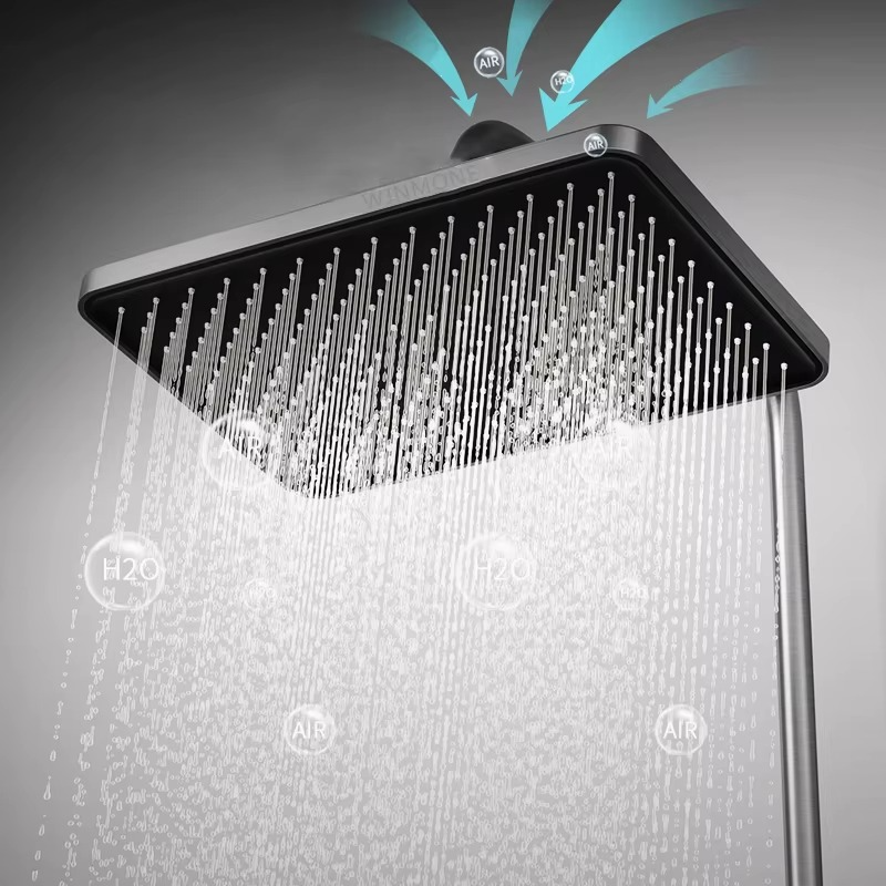 Luxury Bathroom Shower System with Lights, Smart Digital Display & Thermostat Mixer – Zella Mall™