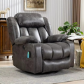 Massage Swivel Rocker Recliner with Heat & Vibration – 360° Swivel Lounge Reclining Chair – Zella Mall™