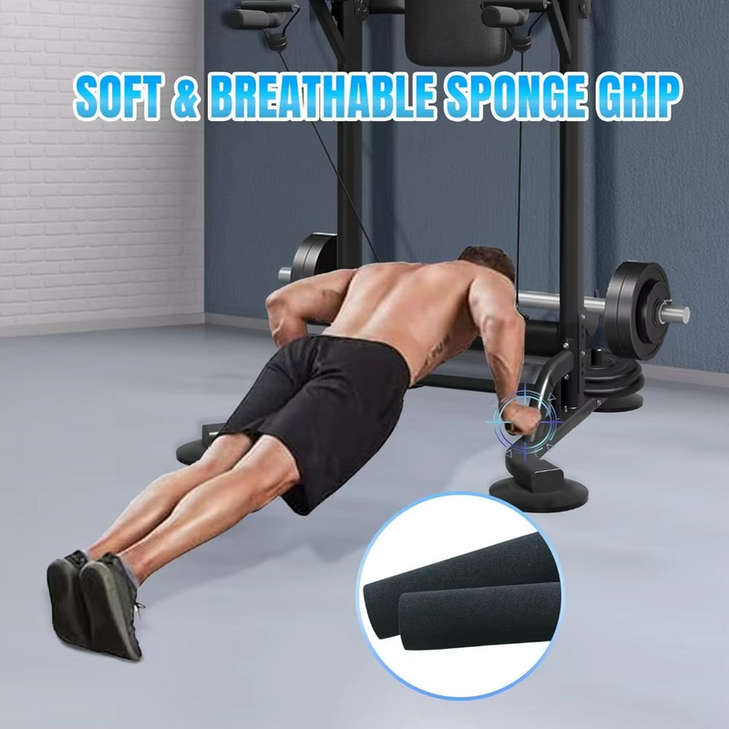 Pull Up Dip Station – Adjustable Height Power Tower with Backrest – Home Gym Equipment – Zella Mall™