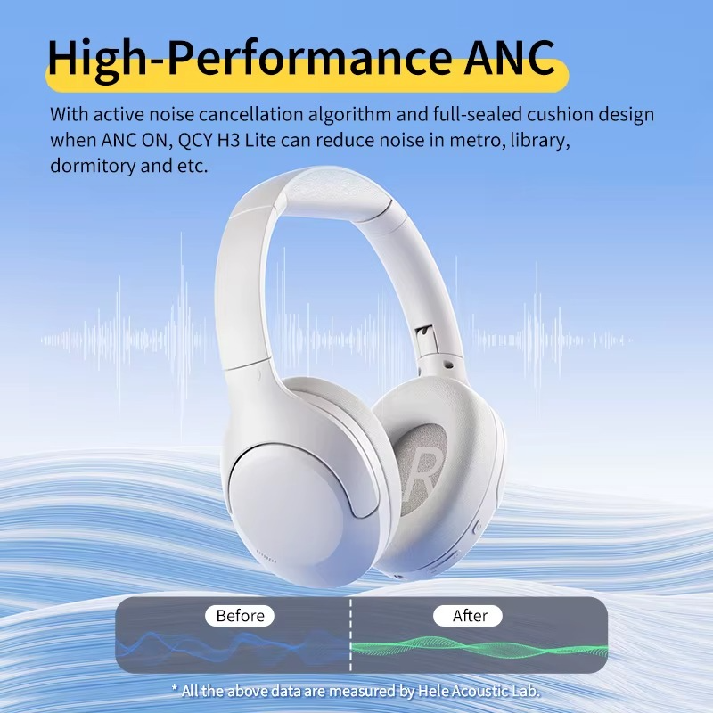 QCY H3 Lite Bluetooth Headphones – 40mm Driver, ANC Over-Ear Headset – Zella Mall™