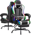 RGB Gaming Chair with LED Lights, Massage Lumbar Support & Footrest – Zella Mall™