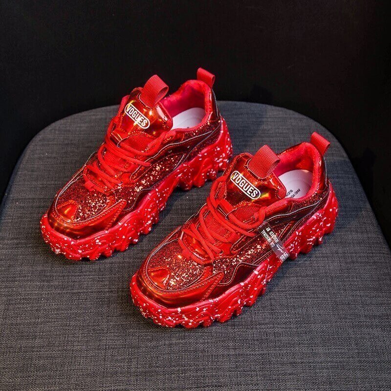 Sneakers Women Spring 2020 Sequined Cloth Bling Breathable Round Toe Leisure Chunky Women Shoes Tenis Feminino Zapatos De Mujer
