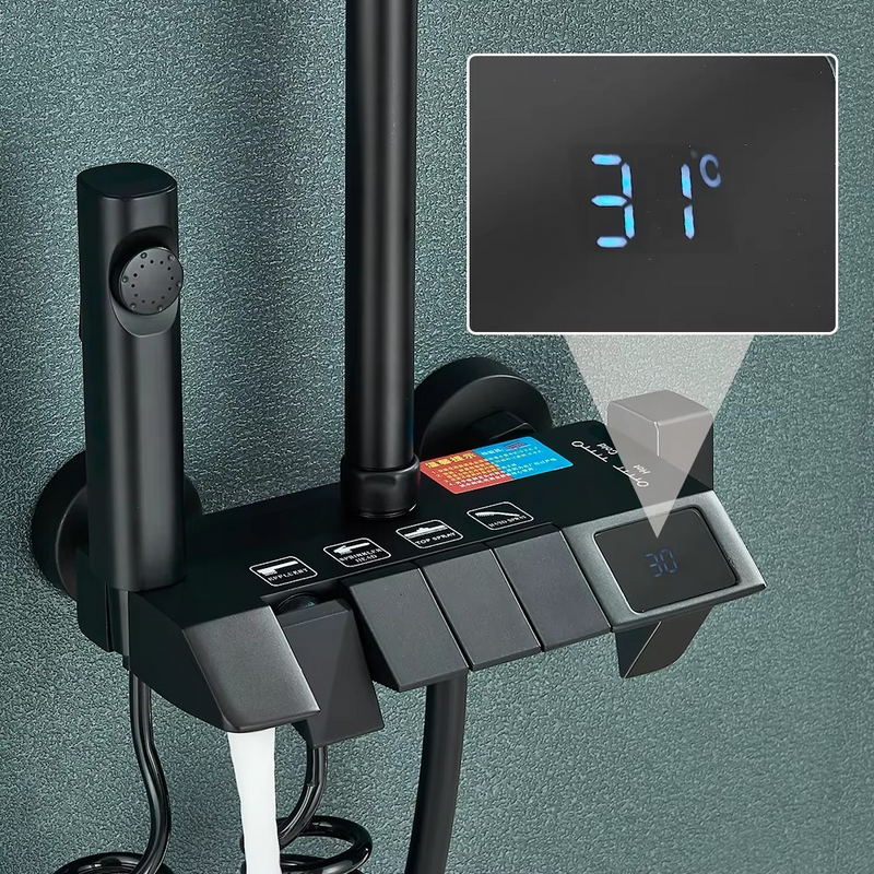 Rozin Smart Digital Shower Faucet Set with Piano-Style Rainfall & Mixer Tap – Zella Mall™