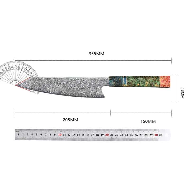 8 Inch Kiritsuke Knife 67 Layers Damascus VG10 Steel Blade Sharp Chefs Cleaver Sashimi Slicing Sushi Kitchen Knife Random Handle